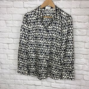 NWOT Navy & Cream 100% Silk Blouse Size 10